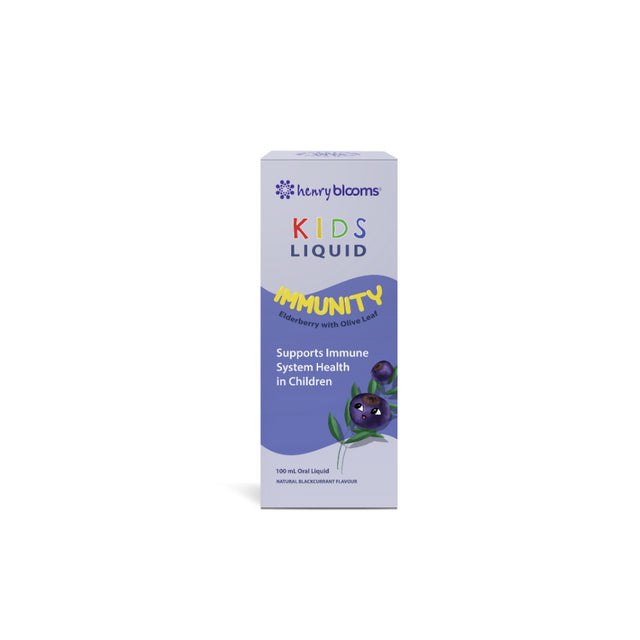 Henry Blooms Kids Liquid Immunity Elderberry with Olive Leaf Blackcurrant 100ml